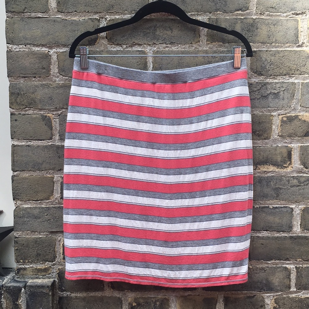 Max Studio, Striped Pencil Skirt, Coral, Large